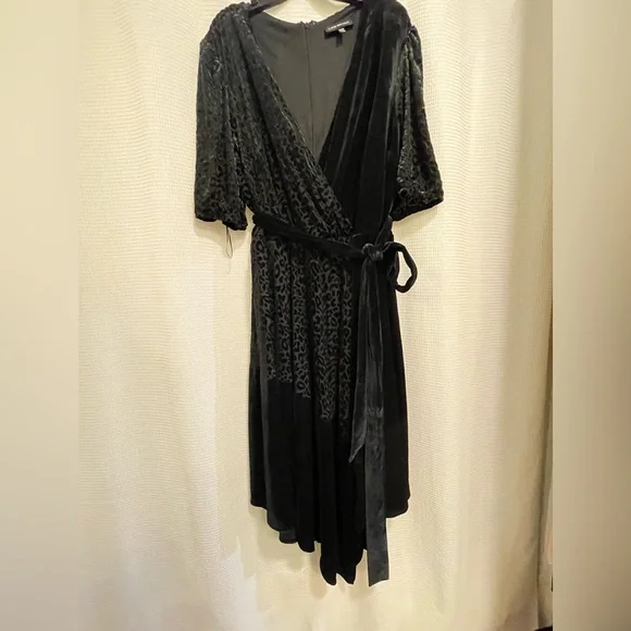 Lane Bryant | Dresses | After Five Evening Wear Black Stretch Velvet Faux  Wrap Dress | Poshmark